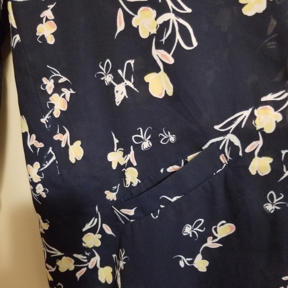KAARI Blue Kimono Topper XL Navy blue open floral Open Asian Swim Cover - Picture 4 of 9